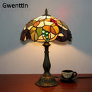 Axyaa Stained Glass LED Table Lamp - Mediterranean Baroque Style Bedroom Light