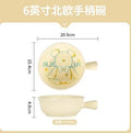 Axyaa Ceramic Noodle Bowl with Handle, Personal Tableware, Soup Plate