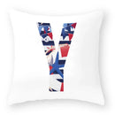 Axyaa Striped Alphabet Decorative Cushion Cover in Blue and White, 45x45cm
