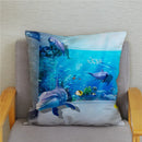 Axyaa Dolphin Ocean Pattern Cushion Cover for Kids Sofa & Home Decor