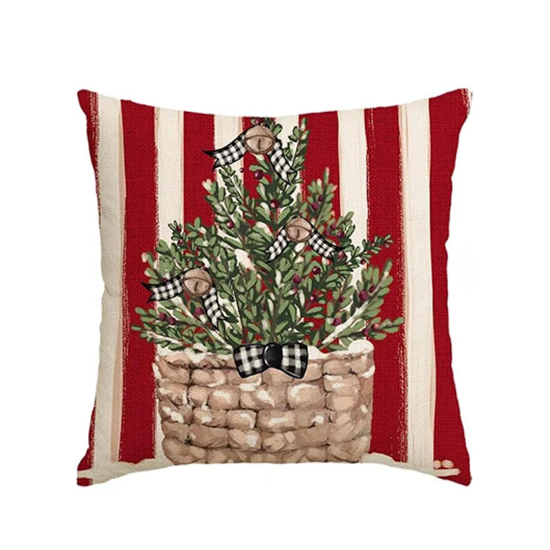 Axyaa Winter Holiday Stripes Pillow Covers