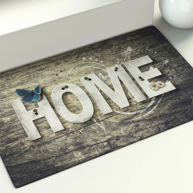 Axyaa Wood Grain Printed Floor Mats - Geometric Home Entrance Bathroom Decoration