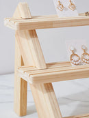 Axyaa Wood Jewelry Display Stand with Card Slot for Earrings, Necklaces, Rings