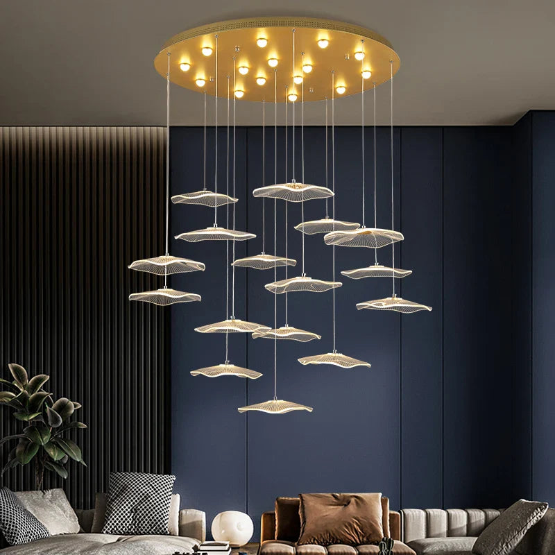 Axyaa Nordic Lotus Leaf LED Pendant Chandelier for Modern Living Spaces