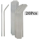 Axyaa Stainless Steel Reusable Drinking Straws - Set of 20