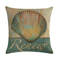 Axyaa Marine Life Linen Pillowcase: Fashion Conch Starfish Shell Sofa Decor Cover