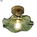 Axyaa Green Glass Copper LED Ceiling Lights for Home Lighting - Bedroom Living Room Balcony Lamp