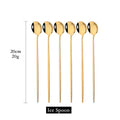 Axyaa Gold Cutlery Set: 6Pcs Long Handle Spoons for Coffee, Tea, Juice, Ice Cream