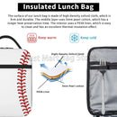 Axyaa Insulated Baseball Lunch Bag with Red Stitching, Portable Thermal Cooler