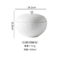 Axyaa Stone Patterned Ceramic Bowl with Lid for Soup, Dessert, Rice & Molecular Cuisine