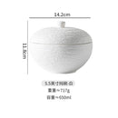 Axyaa Stone Patterned Ceramic Bowl with Lid for Soup, Dessert, Rice & Molecular Cuisine