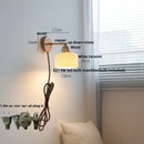 Axyaa Modern Nordic Copper Rotate LED Wall Lights Glass Wood White Bedside Lamp