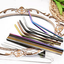 Axyaa Gold Stainless Steel Reusable Drinking Straws Set for Bar Party Cocktail