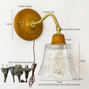 Axyaa Vintage Glass LED Wall Lamps, Japanese Style Pull Chain Copper Sconce