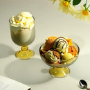 Axyaa Short Stemmed Glassware Grey Yellow Ice Cream Cup Fine Decor