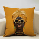 Axyaa African Women Design Linen Cushion Cover 45x45cm