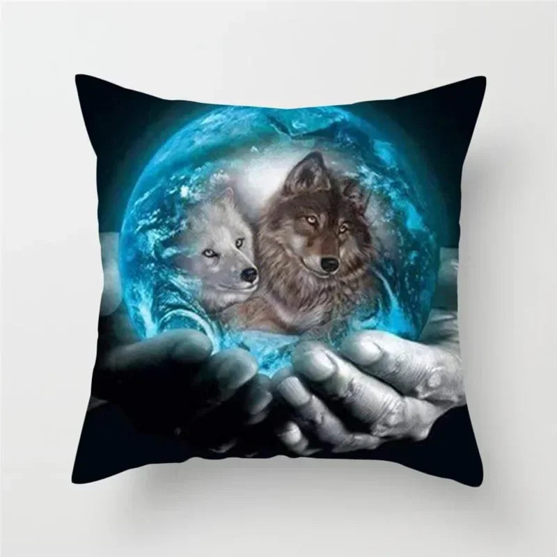 Axyaa Wildlife Wolf Decorative Pillow Sleeve for Home and Office Décor