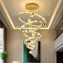 Axyaa Crystal Chandelier Stair Pendant Lamp Living Room Lighting