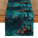 Axyaa Spooky Pumpkin Head Table Runner for Halloween Party Décor