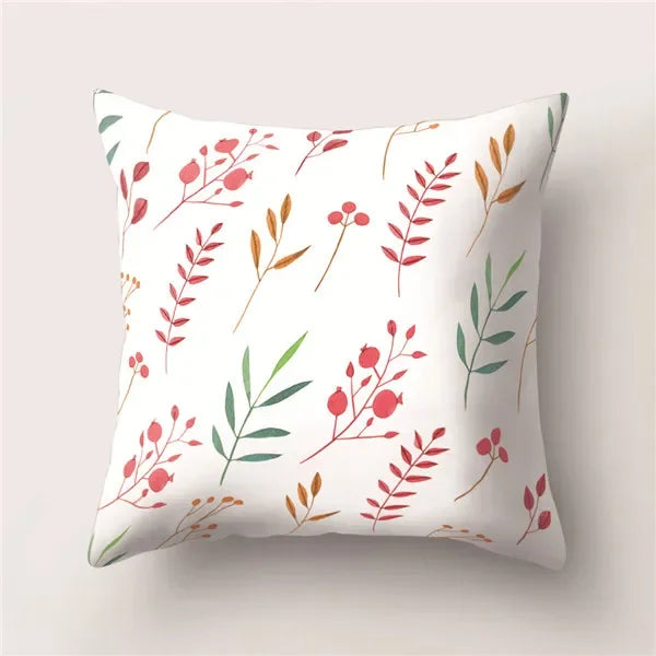 Tropical Cactus Flower Cat Print Pillow Cover 45X45CM for Home Sofa Chair