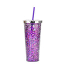 Axyaa Glitter Double Layer Sippy Cup, Large Capacity Reusable Coffee Milk Tea Cup