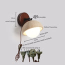 Axyaa Mid Century LED Wall Lights, Yellow Travertine Finish, Pull Chain Switch