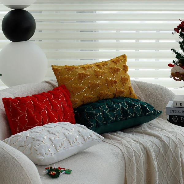 Axyaa Christmas Tree Cushion Cover 45x45cm Plush Winter Home Decor