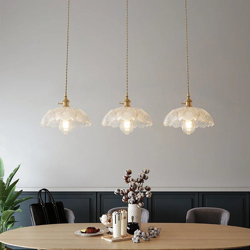 Axyaa Copper Holder Glass Chandelier Pendant Lamp for Dining Room