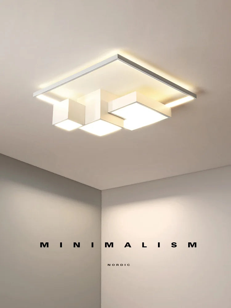 Axyaa Nordic Square Ceiling Lamp Modern Minimalist Master Bedroom Lighting