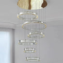 Axyaa Modern Luxury Crystal Chandelier Steel Pendant Light Gold Chrome Finish