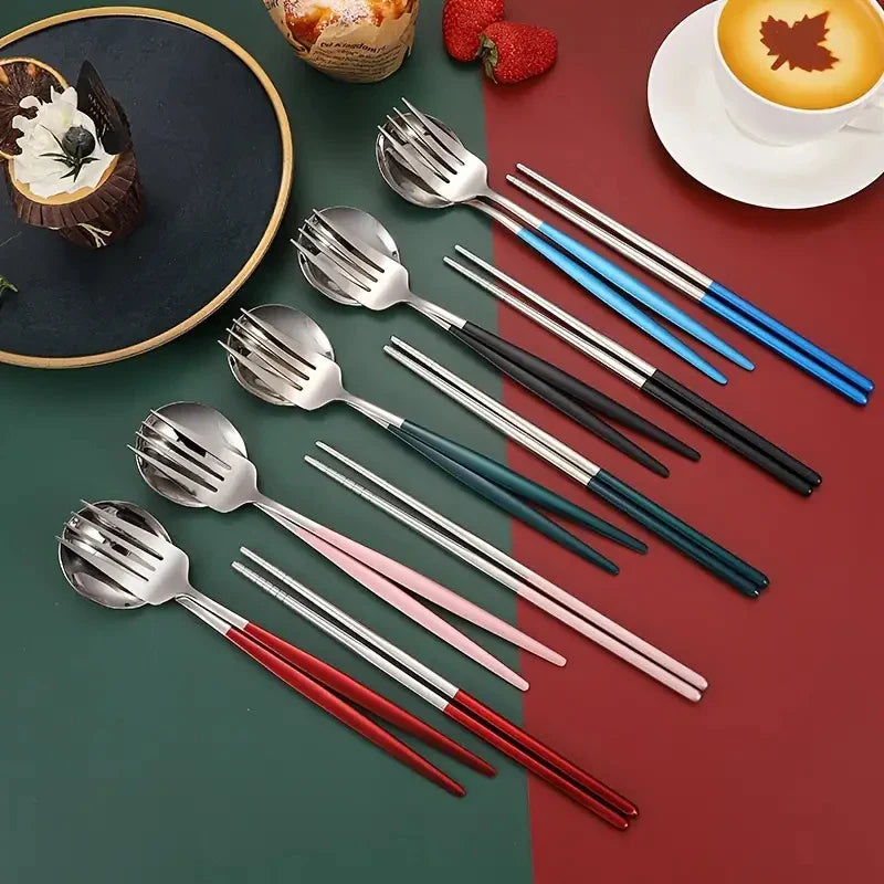 Axyaa Stainless Steel Portable Cutlery Set for Home, Picnics & Students – 3pcs