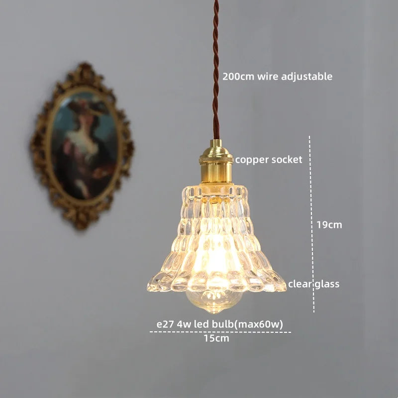 Axyaa Modern LED Glass Copper Pendant Light with Knob Switch