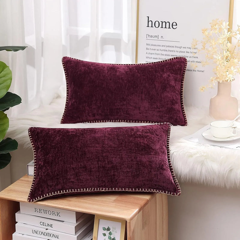 Axyaa Soft Chenille Throw Pillow Cases 18x18 Inch for Couch and Sofa