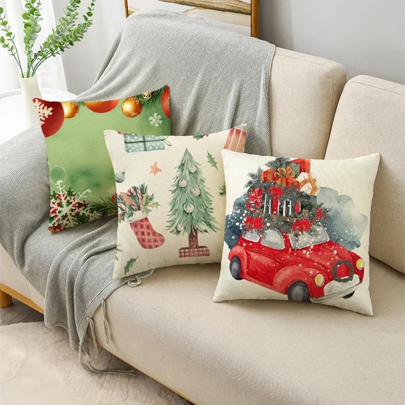 Axyaa Christmas Pillow Covers: Santa Socks Nutcracker Throw Pillowcase for Home Decor