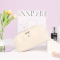Axyaa Elegant PU Leather Cosmetic Bag: Travel Toiletry Organizer & Makeup Tote