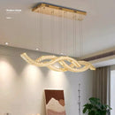 Axyaa Crystal Wave Pendant Chandelier Dimmable Luxury Steel Luminarias
