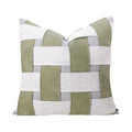 Axyaa Nordic Green Contrast Color Woven Leather Pillow for Living Room Sofa