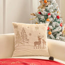 Axyaa Christmas Embroidered Beige Pillowcase 45x45cm Plush Winter Sofa Decor