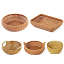 Axyaa Boho Rattan Storage Tray: Woven PP Wicker Basket Snack Plate for Coffee Shop