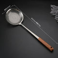 Axyaa Stainless Steel Colander with Long Wooden Handle and Large Mesh Skimmer