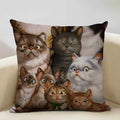 Axyaa Cat and Dog Pattern Cushion Cover 45x45cm Linen Square Pillowcase