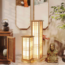 Axyaa Japanese Style Wood Floor Lamp with LED Lights for Bedroom and Living Room