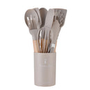 Axyaa 12-Piece Silicone Utensils Set with Wooden Handles for Non-Stick Cooking