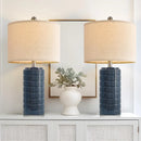Axyaa Retro Fabric Ceramic Table Lamp Nordic Minimalist LED Desk Light for Home Decor