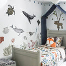 Kids Underwater World Theme Wall Stickers by Axyaa - Whale Dolphin Shell Sea Animals