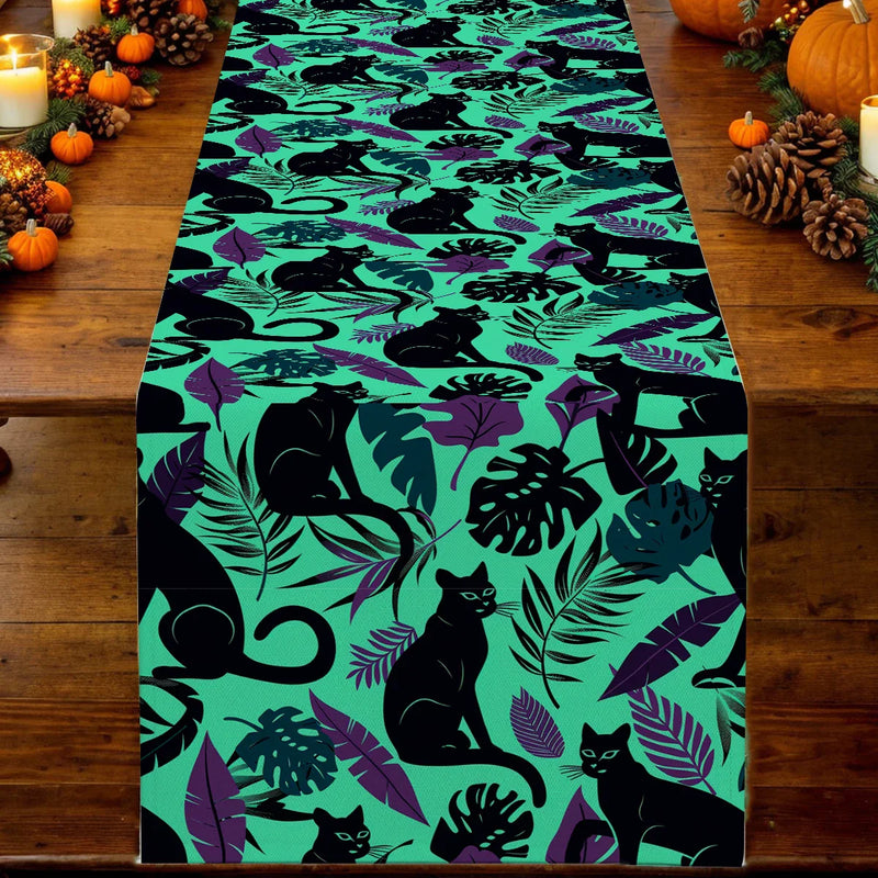 Axyaa Tropical Plant Branches Table Runner - Elegant Dining and Wedding Decor