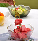 Axyaa Medium Glass Bowl, Household Tableware, Gold-Plated Fruit Salad Plate