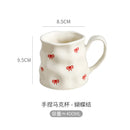 Axyaa European Ceramic Love Mug White Tea Cup Breakfast Milk Afternoon Camellia Flower