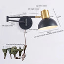 Axyaa Swing Arm LED Wall Light - Iron Art Nordic Minimalism Bedside Lamp