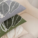 Axyaa Tufted Plush Leaves Pillowcase: Modern Plant Cartoon Pattern, 45x45cm